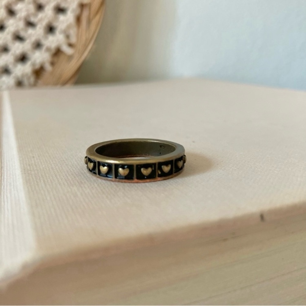 Brass Hearts Band Ring Bronze Girlhoodcore Y2K Simple Dark Femme Jewelry